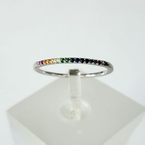 Sterling Pave Rainbow Band
